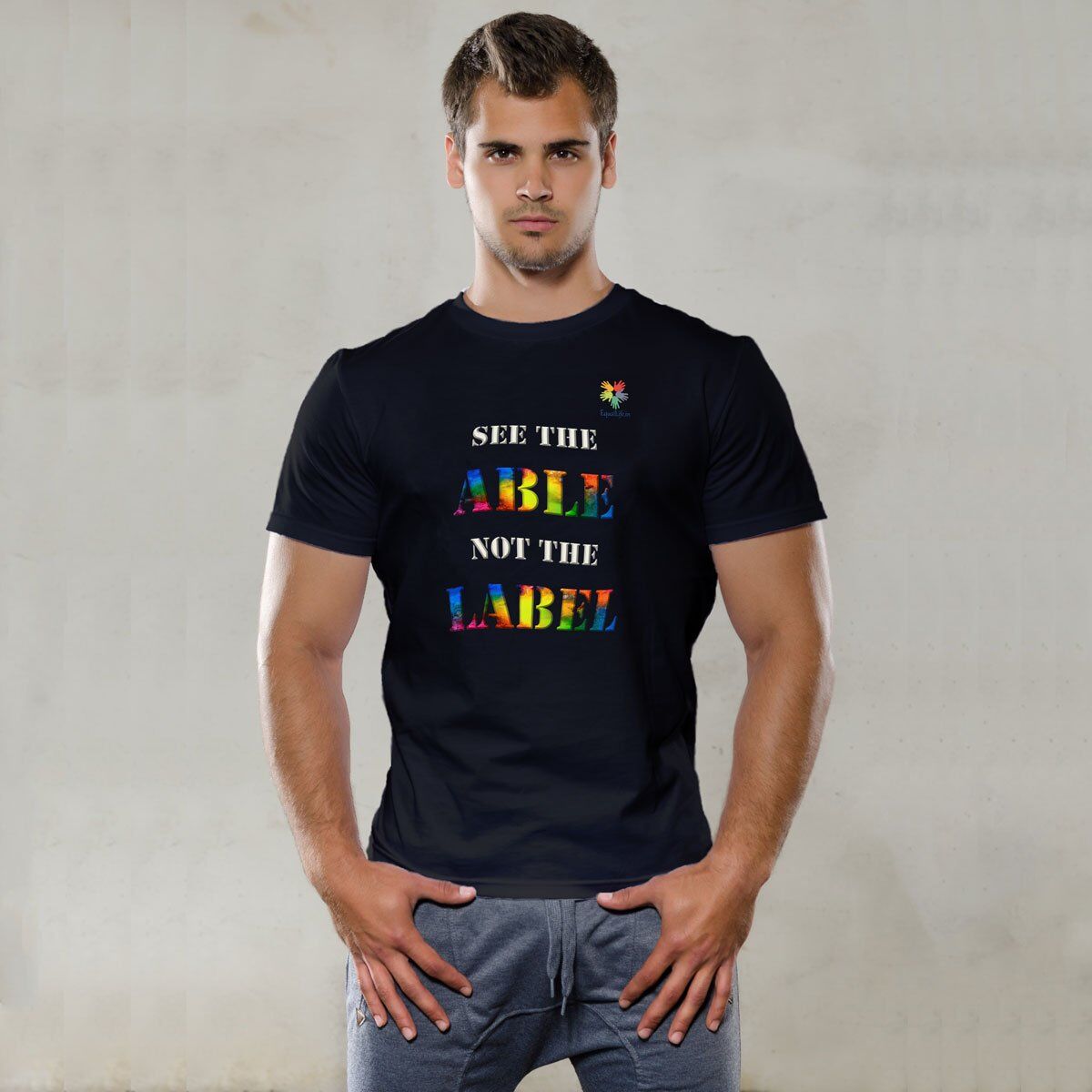 Pure Cotton Bio-Washed T-Shirt Chest Printed-Able Not Label-by ZingerTees-Unisex-EL9120016