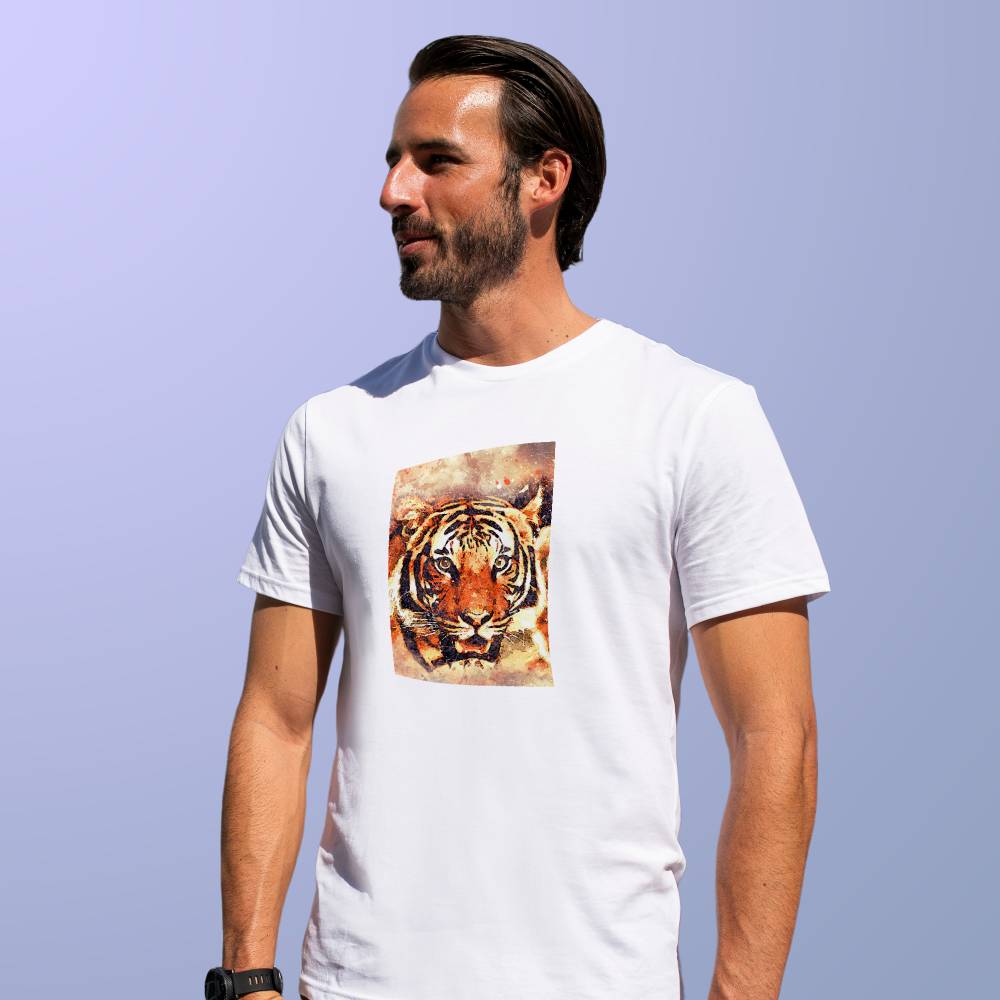 Pure Cotton Bio-Washed T-Shirt Chest Printed-Eco Earth-Tiger- by ZingerTees-Unisex-EL9120001 - Image 4