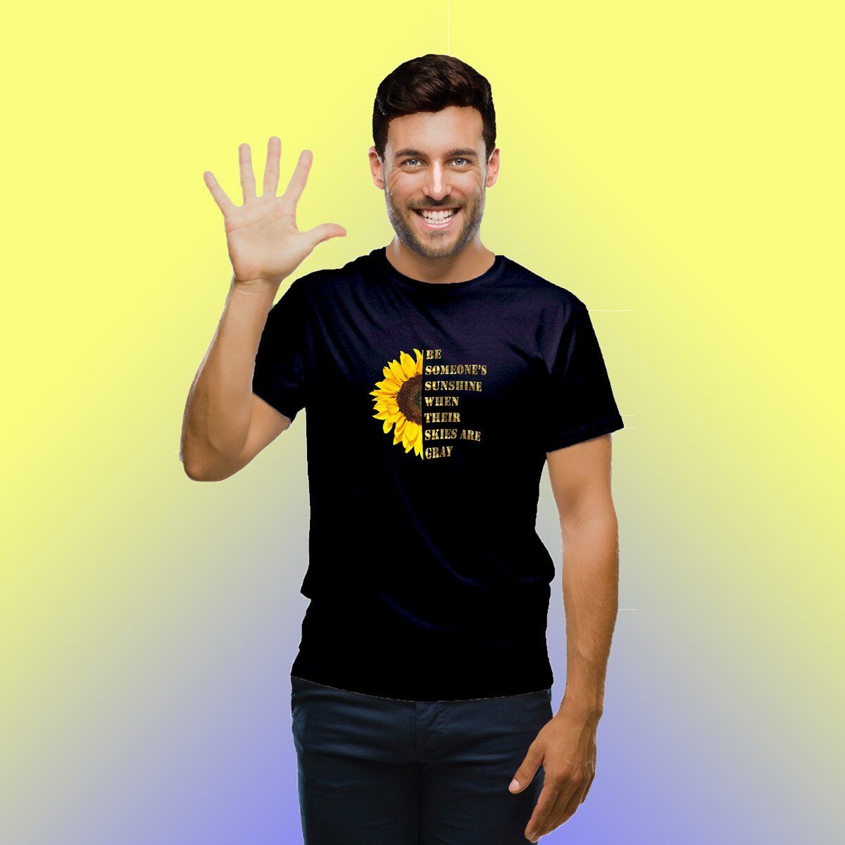 Pure Cotton Bio-Washed T-Shirt Chest Printed-Inspire Series-Sunshine-by ZingerTees-Unisex-EL9120013 - Image 3