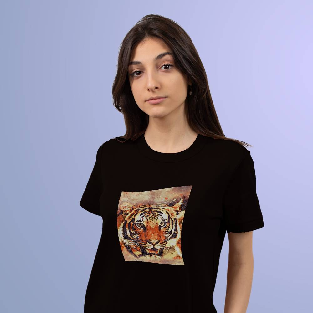 Pure Cotton Bio-Washed T-Shirt Chest Printed-Eco Earth-Tiger- by ZingerTees-Unisex-EL9120001 - Image 3