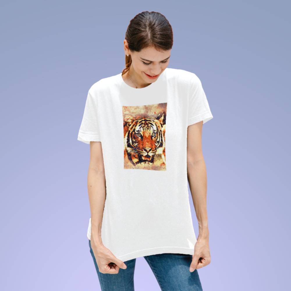 Pure Cotton Bio-Washed T-Shirt Chest Printed-Eco Earth-Tiger- by ZingerTees-Unisex-EL9120001 - Image 5