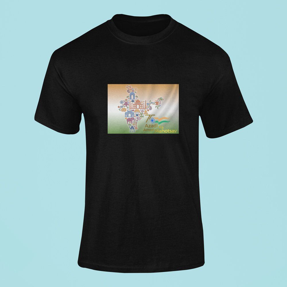 Pure Cotton Bio-Washed T-Shirt Chest Printed-India 75th independence day Celebration-by ZingerTees-Unisex-EL9120073 - Image 6