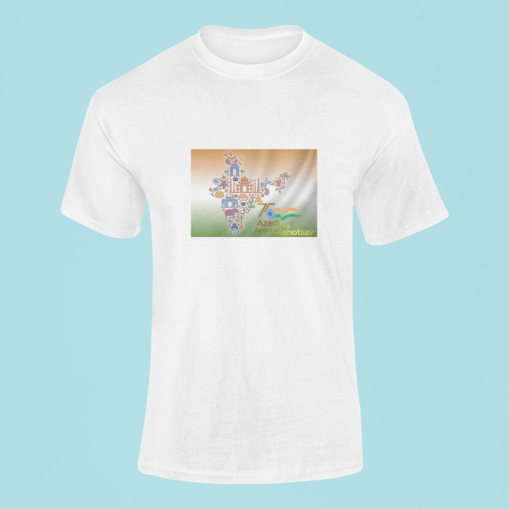 Pure Cotton Bio-Washed T-Shirt Chest Printed-India 75th independence day Celebration-by ZingerTees-Unisex-EL9120073 - Image 5