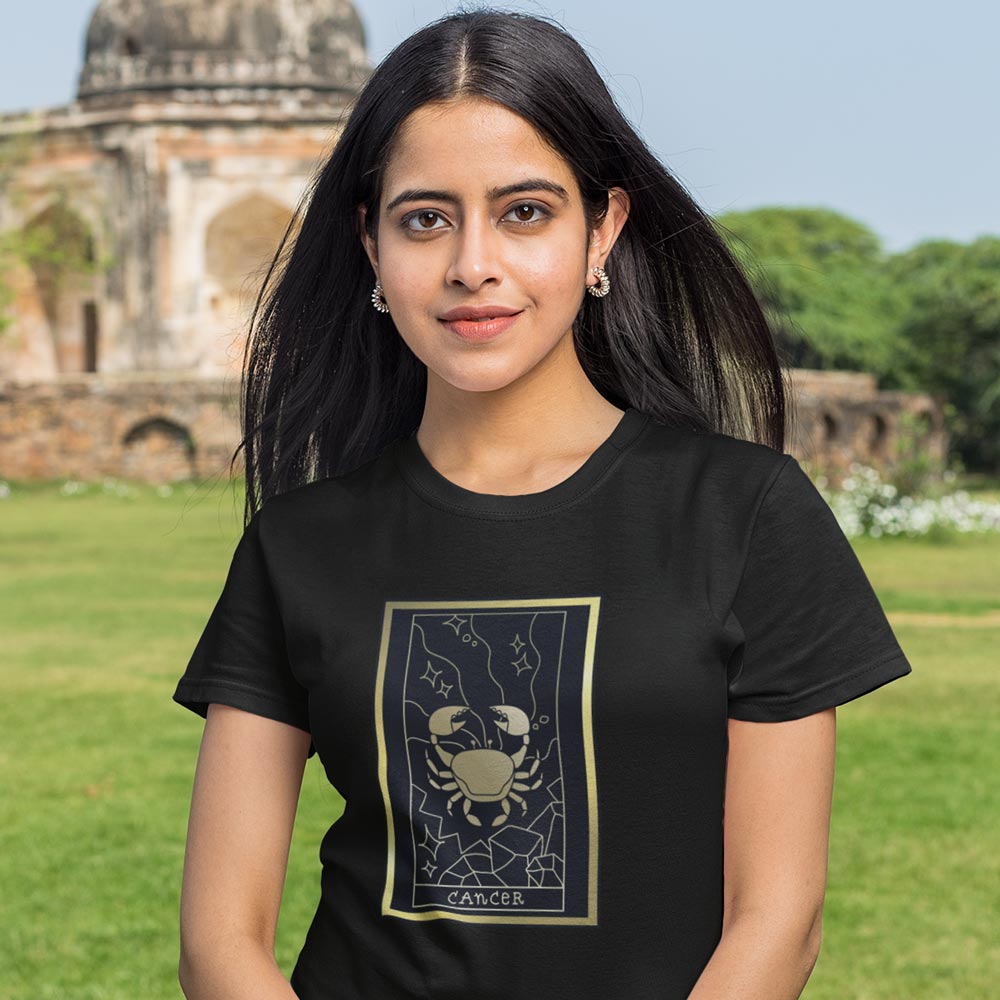 Pure Cotton Bio-Washed T-Shirt Chest Printed-Zodiac Sign Series-1-CANCER Design-By Zingertees-Unisex-EL9120080 - Image 2