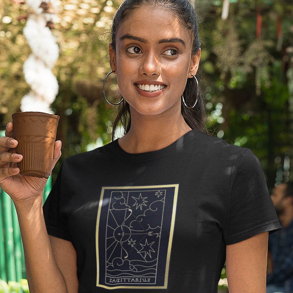 Pure Cotton Bio-Washed T-Shirt Chest Printed-Zodiac Sign Series-1-SAGITTARIUS Design-By Zingertees-Unisex-EL9120085 - Image 2