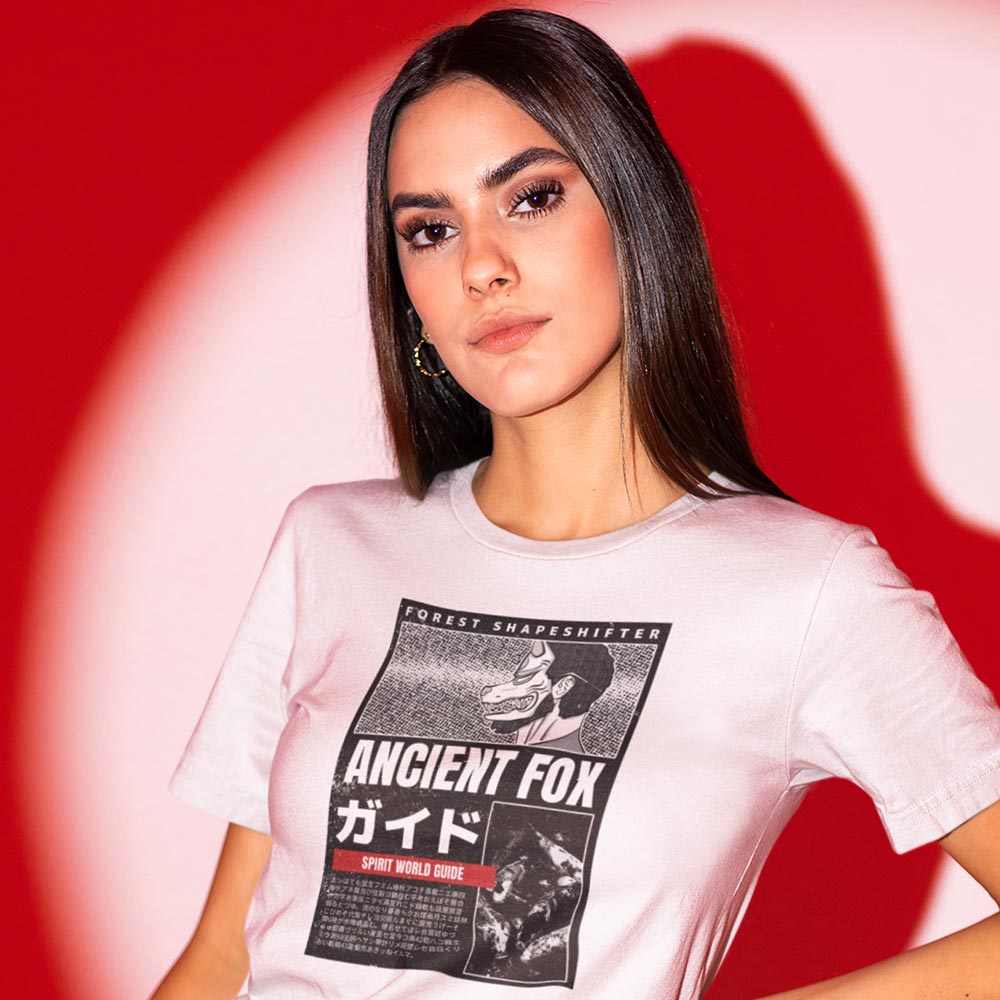 Pure Cotton Bio-Washed T-Shirt Chest Printed-Japanese Anime Art Series - 1 - Ancient Fox Design-by ZingerTees-Unisex-EL9120215 - Image 3