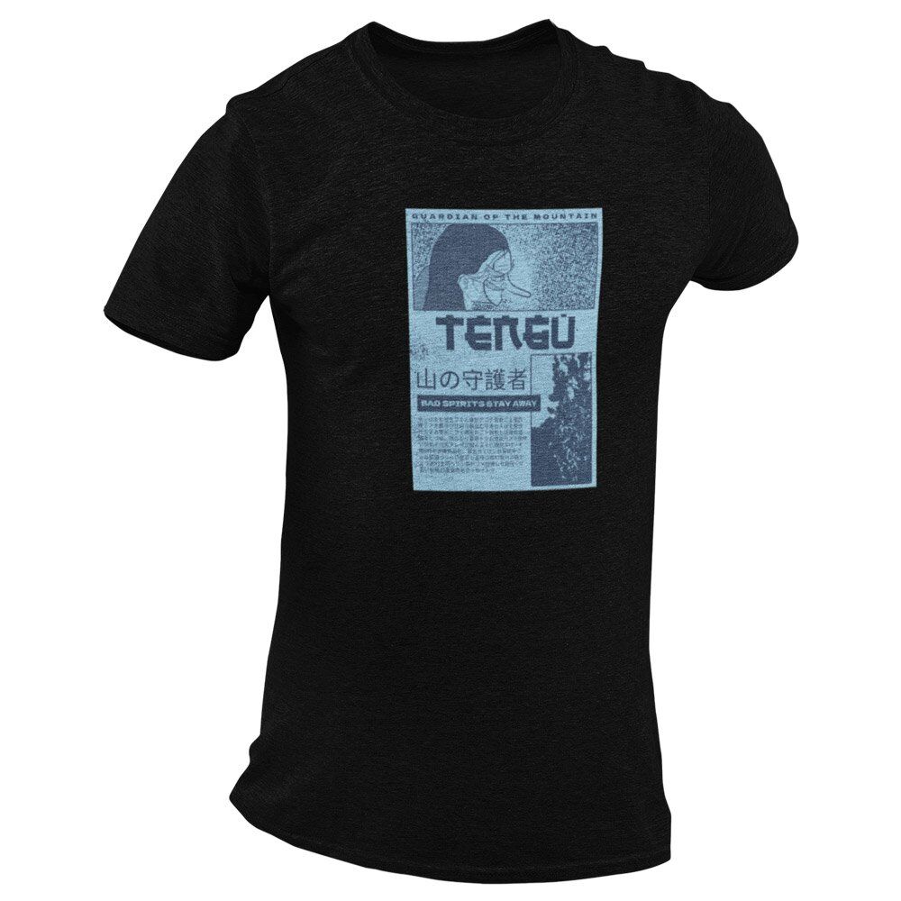 Pure Cotton Bio-Washed T-Shirt Chest Printed-Japanese Anime Art Series - 3 - Tengu Mountain Guardian Design-by ZingerTees-Unisex-EL9120217 - Image 8
