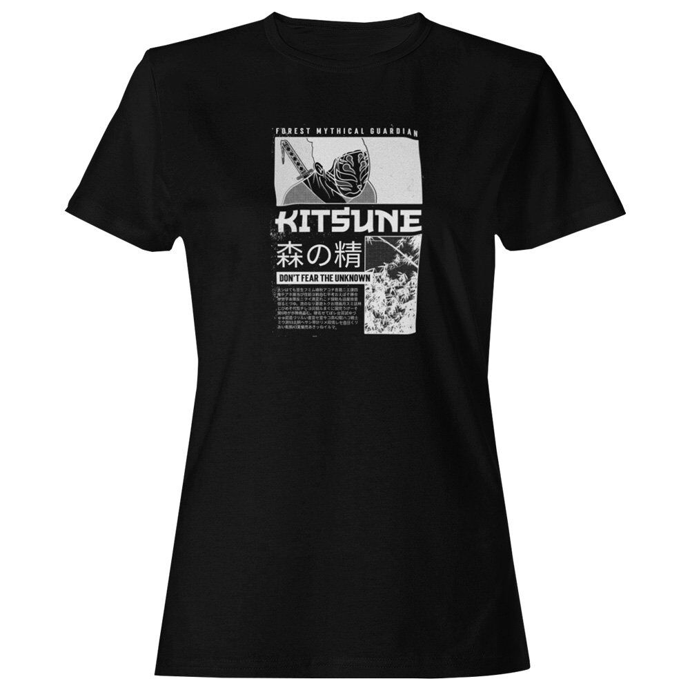 Pure Cotton Bio-Washed T-Shirt Chest Printed-Japanese Anime Art Series - 6 - Kitsune Forest Mythical Guardian Design-by ZingerTees-Unisex-EL9120220 - Image 8