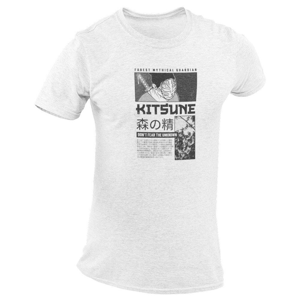 Pure Cotton Bio-Washed T-Shirt Chest Printed-Japanese Anime Art Series - 6 - Kitsune Forest Mythical Guardian Design-by ZingerTees-Unisex-EL9120220 - Image 5