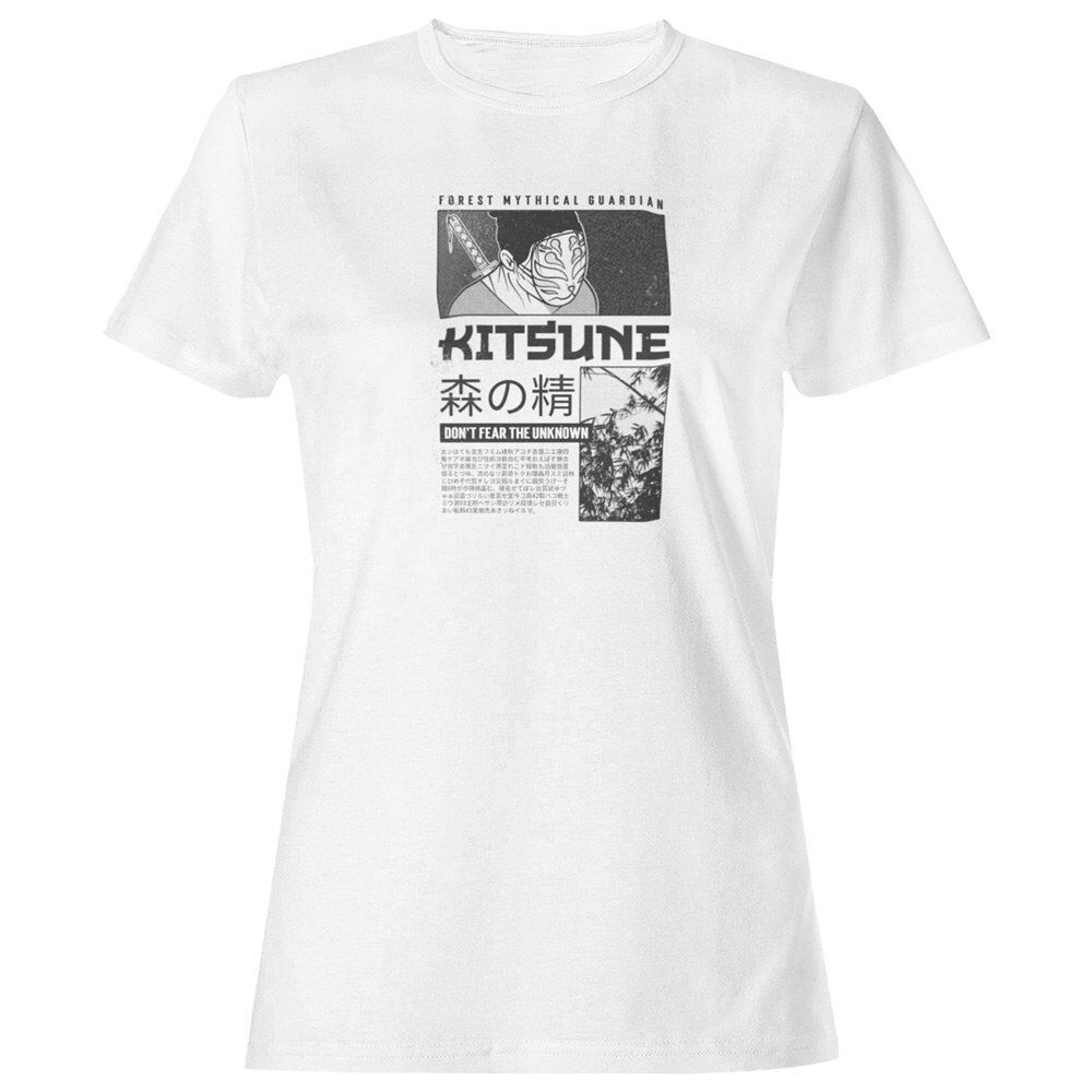 Pure Cotton Bio-Washed T-Shirt Chest Printed-Japanese Anime Art Series - 6 - Kitsune Forest Mythical Guardian Design-by ZingerTees-Unisex-EL9120220 - Image 7