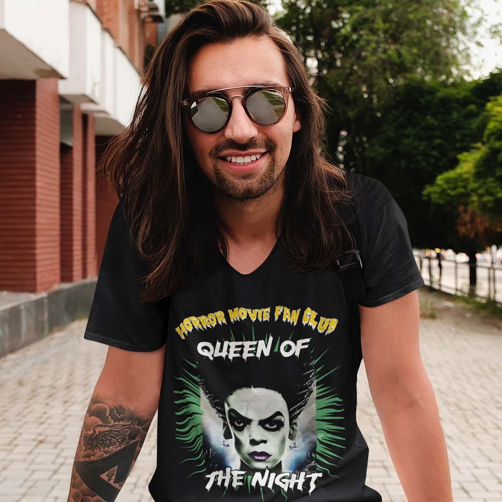 Pure Cotton Bio-Washed T-Shirt Chest Printed-Horror Movie Club Series -5-Witch Queen of the Night Design-by ZingerTees-Unisex-EL9120169