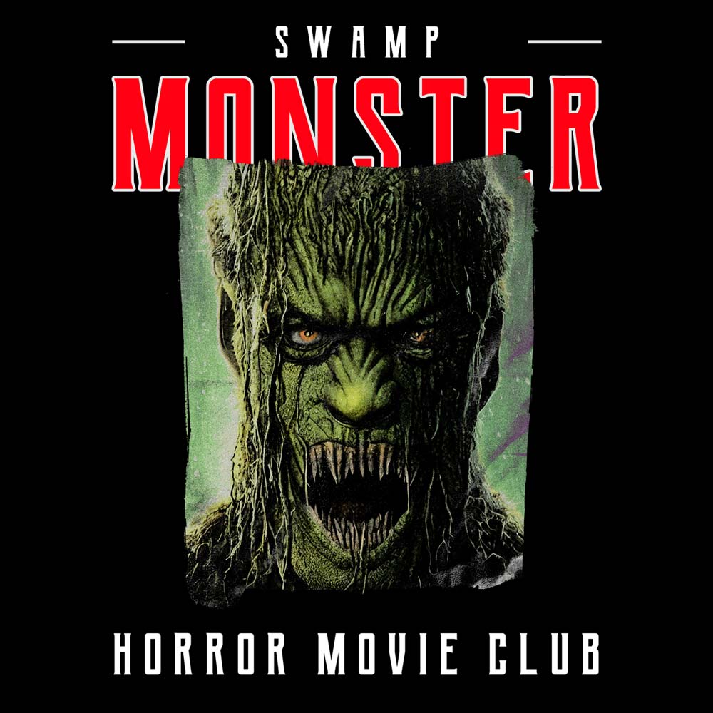 Pure Cotton Bio-Washed T-Shirt Chest Printed-Horror Movie Club Series -6-The Swamp Monster Design-by ZingerTees-Unisex-EL9120170 - Image 5