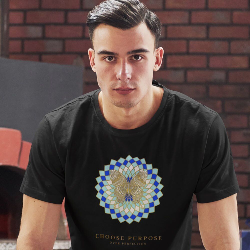 Pure Cotton Bio-Washed T-Shirt Chest Printed-Mandala Design with Inspirational Ancient Indian Vedic Quotes -12-by ZingerTees-Unisex-EL9120203