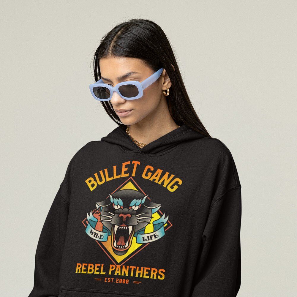 Printed Hoodie-Bullet Gang Rebel Panther Est.2000 - Biker Design-by ZingerTees-Unisex-EL9410016 - Image 4