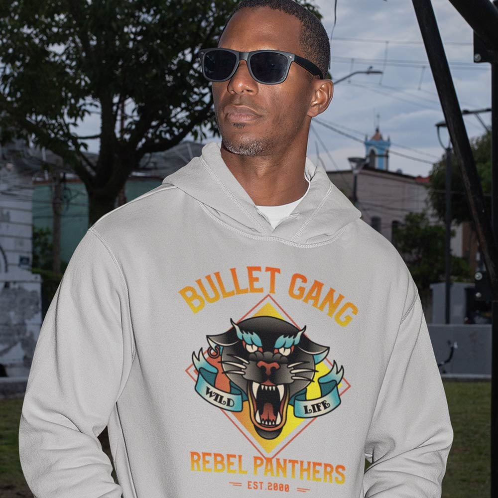 Printed Hoodie-Bullet Gang Rebel Panther Est.2000 - Biker Design-by ZingerTees-Unisex-EL9410016 - Image 3