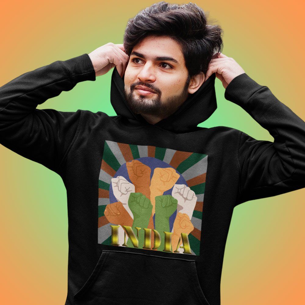 Printed Hoodie-Celebrate India Series - New And Powerful India Design-by ZingerTees-Unisex-EL9410024 - Image 2
