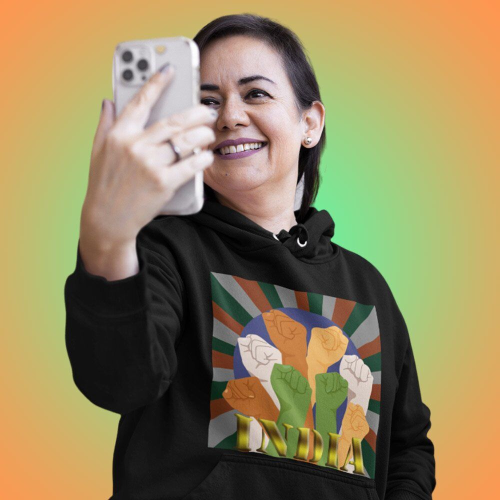 Printed Hoodie-Celebrate India Series - New And Powerful India Design-by ZingerTees-Unisex-EL9410024 - Image 3