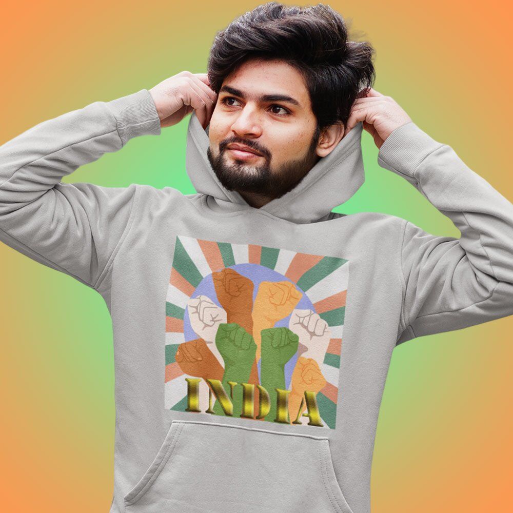 Printed Hoodie-Celebrate India Series - New And Powerful India Design-by ZingerTees-Unisex-EL9410024 - Image 4