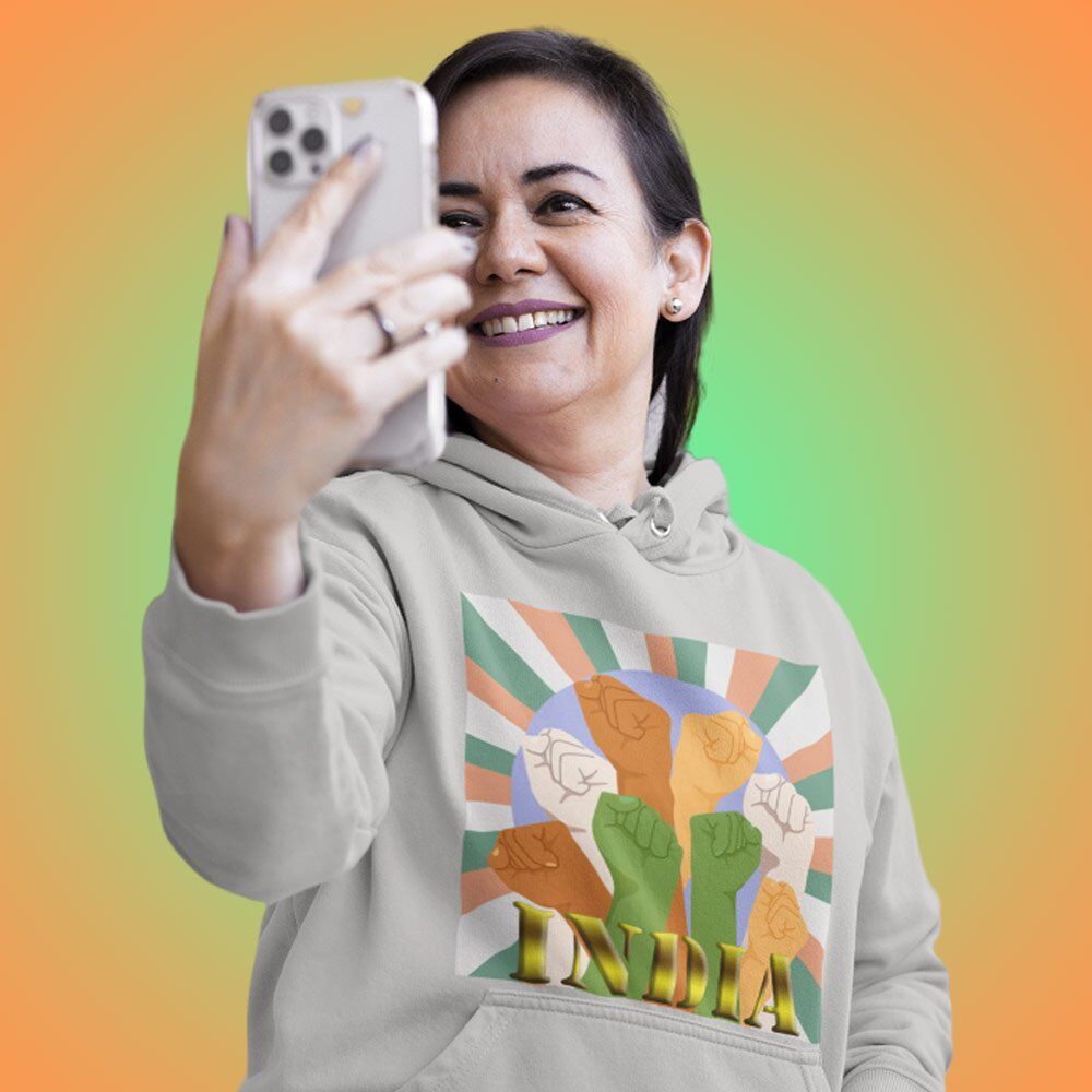 Printed Hoodie-Celebrate India Series - New And Powerful India Design-by ZingerTees-Unisex-EL9410024