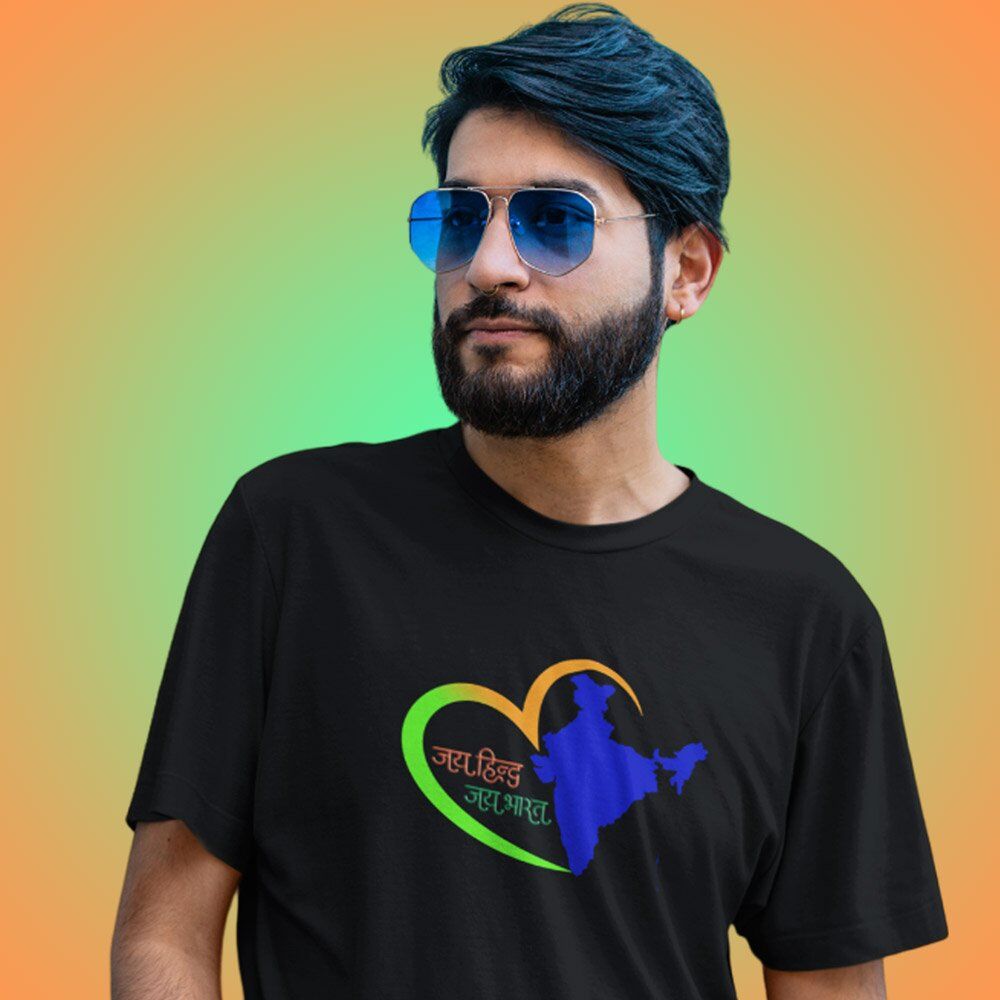 Pure Cotton Bio-Washed T-Shirt Chest Printed-Celebrate India Series - Jai Hind Jai Bhart Design-by ZingerTees-Unisex-EL9120249 - Image 4