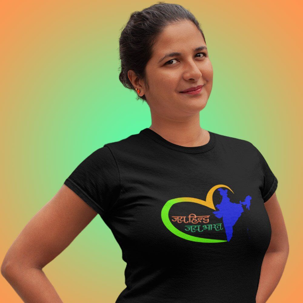 Pure Cotton Bio-Washed T-Shirt Chest Printed-Celebrate India Series - Jai Hind Jai Bhart Design-by ZingerTees-Unisex-EL9120249