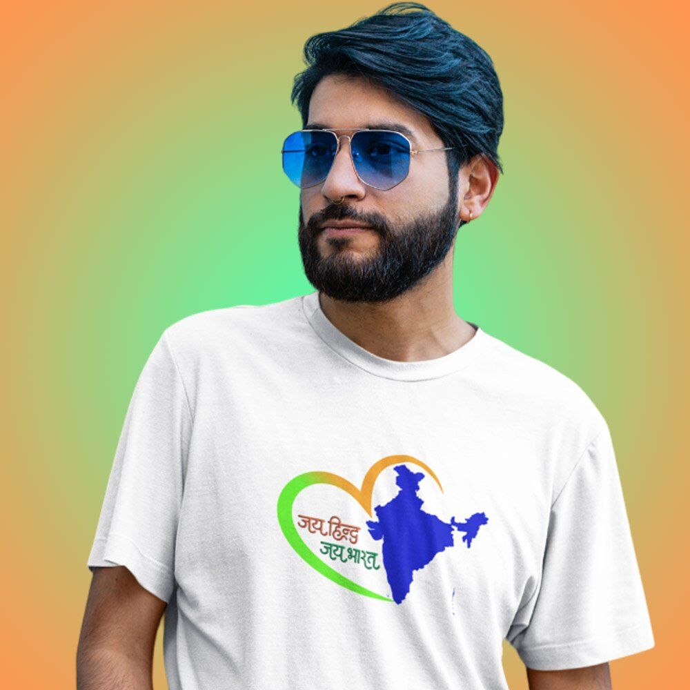 Pure Cotton Bio-Washed T-Shirt Chest Printed-Celebrate India Series - Jai Hind Jai Bhart Design-by ZingerTees-Unisex-EL9120249 - Image 2
