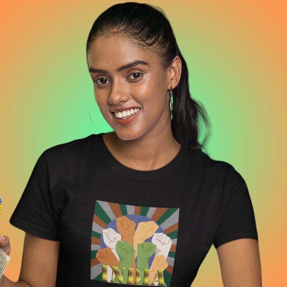 Pure Cotton Bio-Washed T-Shirt Chest Printed-Celebrate India Series - New And Powerful India Design-by ZingerTees-Unisex-EL9120250 - Image 4