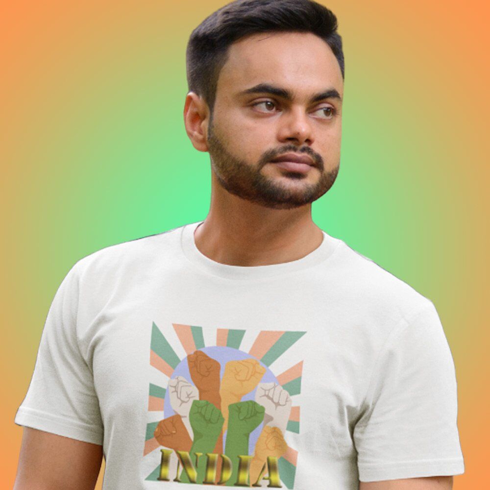 Pure Cotton Bio-Washed T-Shirt Chest Printed-Celebrate India Series - New And Powerful India Design-by ZingerTees-Unisex-EL9120250 - Image 3