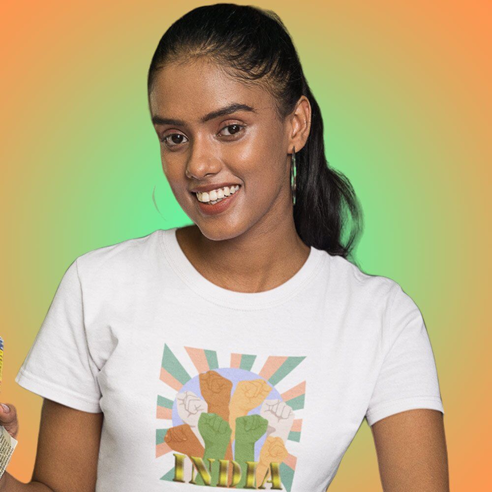 Pure Cotton Bio-Washed T-Shirt Chest Printed-Celebrate India Series - New And Powerful India Design-by ZingerTees-Unisex-EL9120250 - Image 2