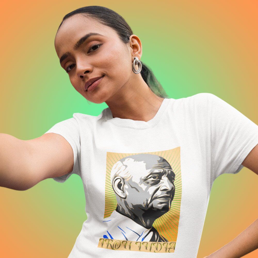 Pure Cotton Bio-Washed T-Shirt Chest Printed-Celebrate India Series - Sardar Patel The Iron Man Who Made Iron India Design-by ZingerTees-Unisex-EL9120252 - Image 2