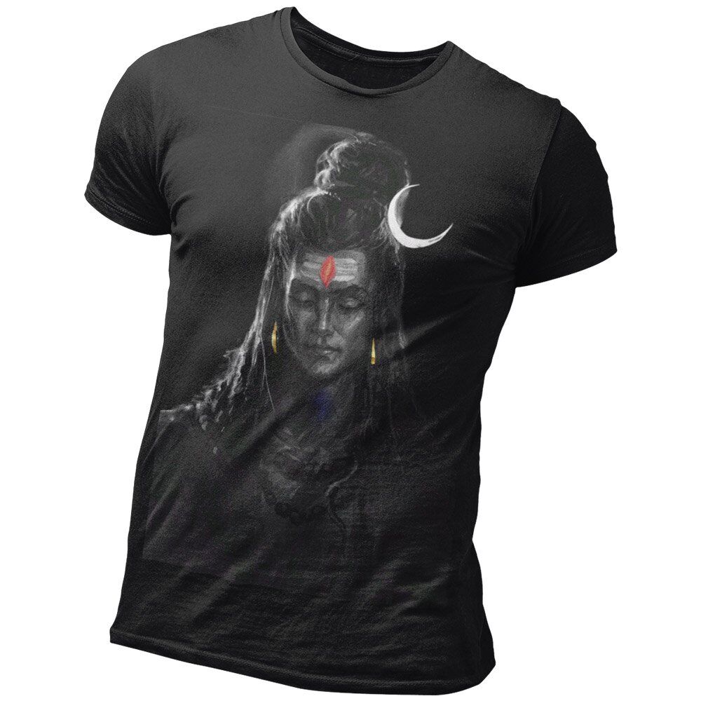 Pure Cotton Bio-Washed T-Shirt Chest Printed-God - Shiva - 5 - Meditating Mahadev Design-by ZingerTees-Unisex-EL9120254 - Image 3