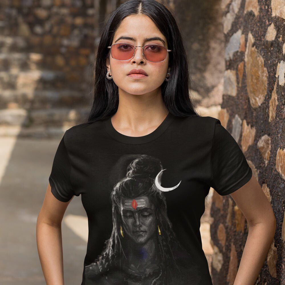 Pure Cotton Bio-Washed T-Shirt Chest Printed-God - Shiva - 5 - Meditating Mahadev Design-by ZingerTees-Unisex-EL9120254 - Image 2