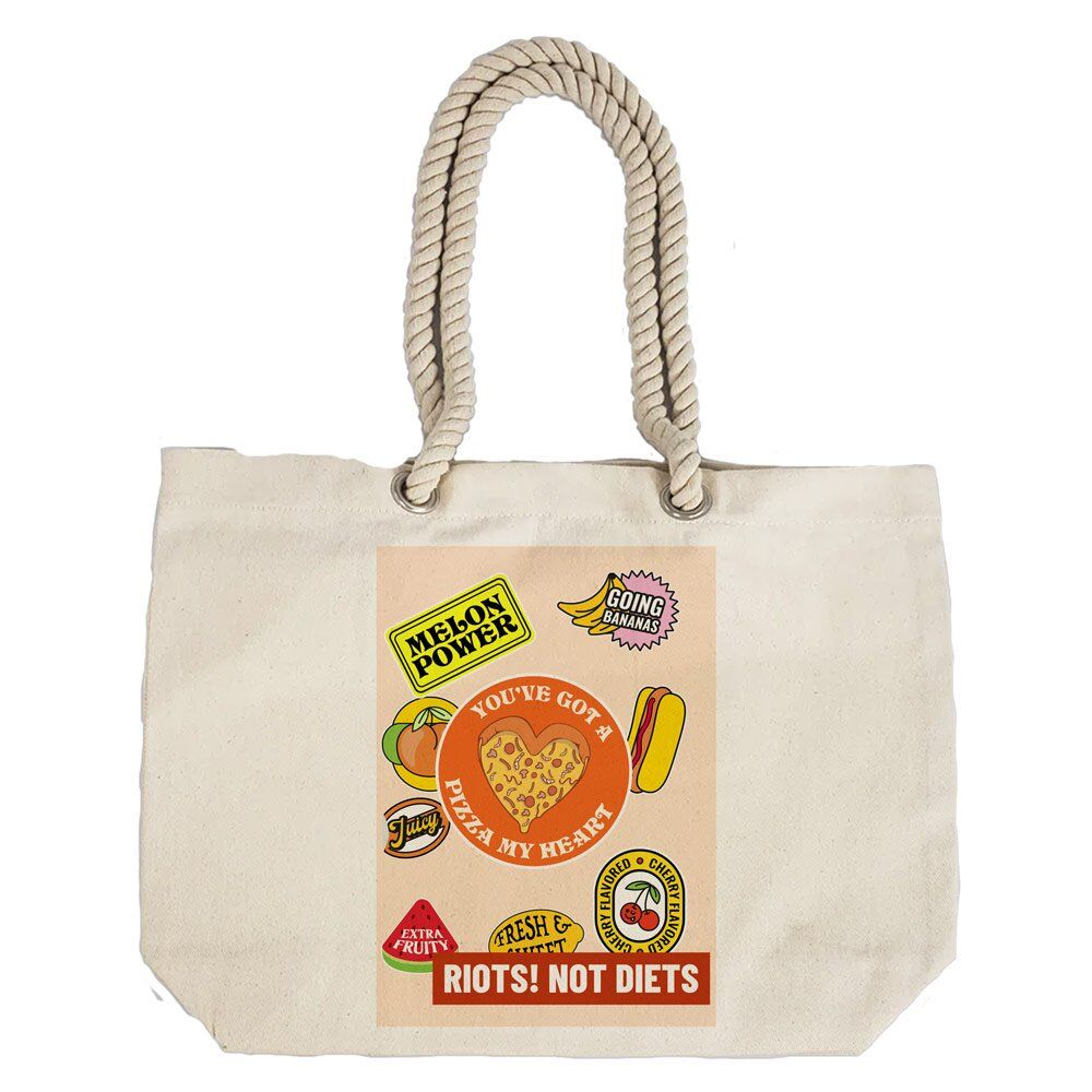 Eco-Friendly Recycled Cotton Canvas Tote Bag - Funny Stickers Design No.5 - EL8220149