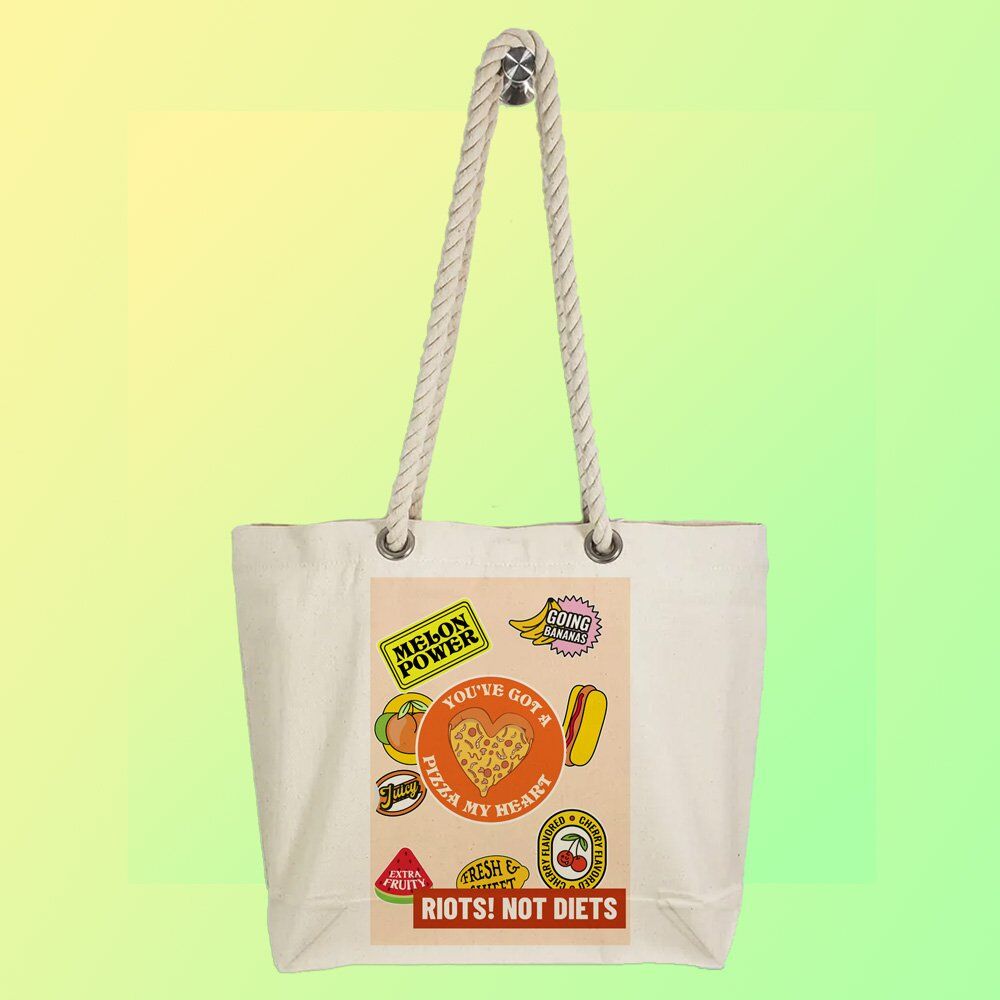 Eco-Friendly Recycled Cotton Canvas Tote Bag - Funny Stickers Design No.5 - EL8220149 - Image 4
