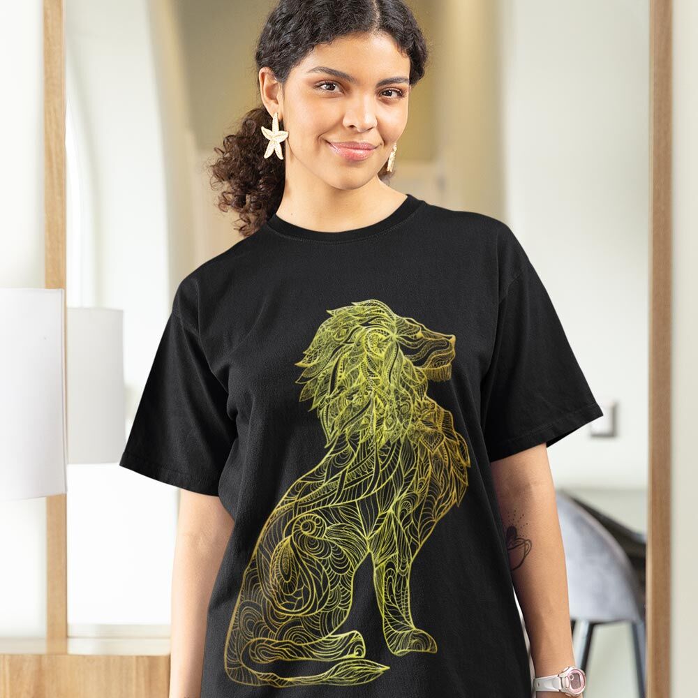 Pure Cotton Bio-Washed Chest Printed T-Shirt - Eco Earth - Lion Mandala Design-by ZingerTees-Unisex-EL9120295 - Image 4