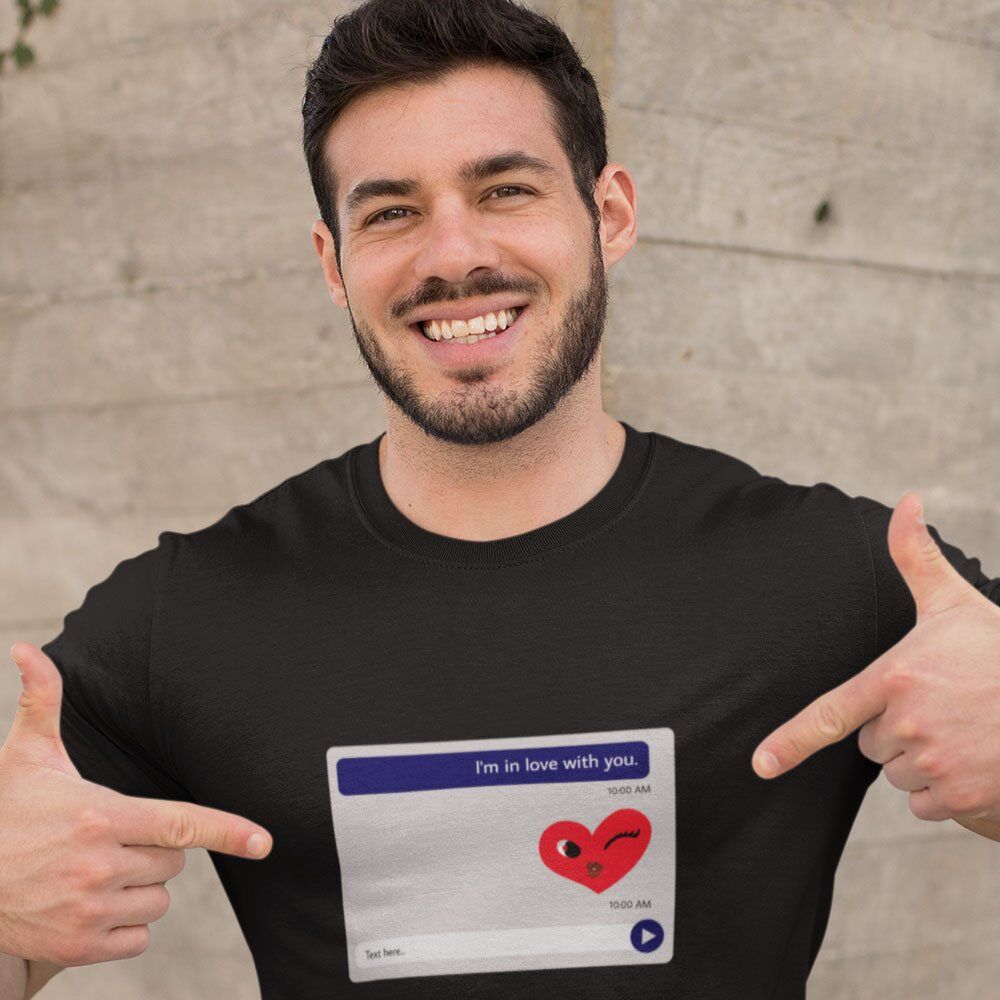 Pure Cotton Bio-Washed T-Shirt Chest Printed-Valentine's Day - I'm in love with you Design-by ZingerTees-Unisex-EL9120269 - Image 2