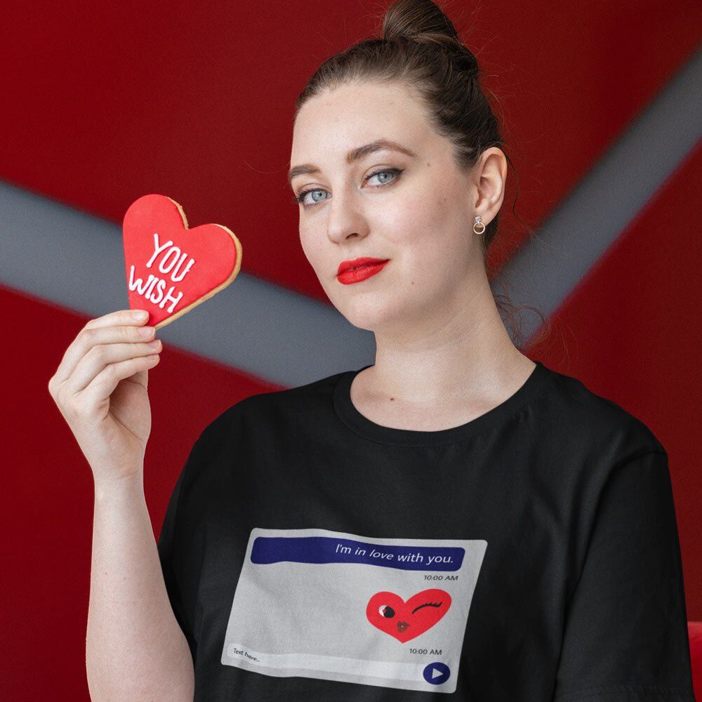 Pure Cotton Bio-Washed T-Shirt Chest Printed-Valentine's Day - I'm in love with you Design-by ZingerTees-Unisex-EL9120269 - Image 3