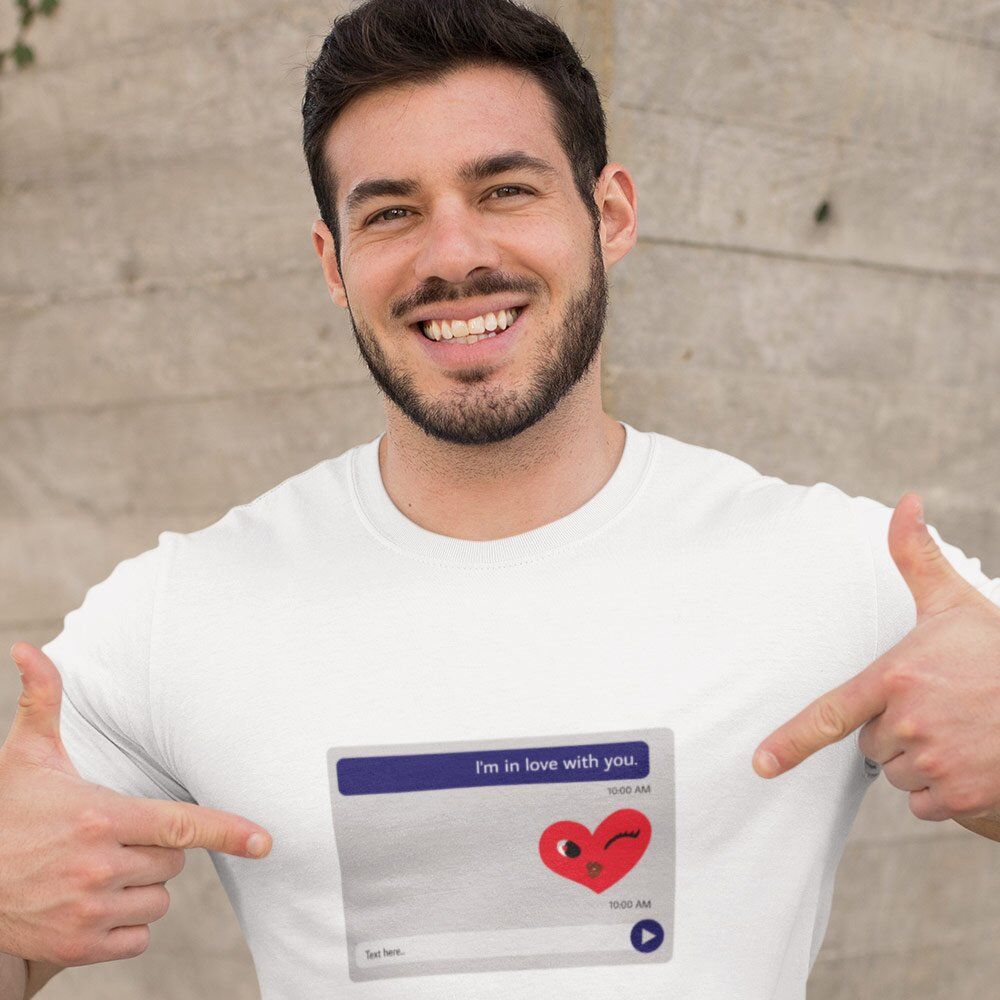 Pure Cotton Bio-Washed T-Shirt Chest Printed-Valentine's Day - I'm in love with you Design-by ZingerTees-Unisex-EL9120269 - Image 4