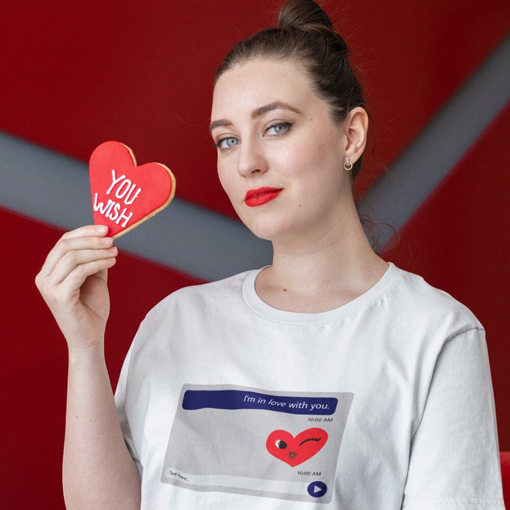 Pure Cotton Bio-Washed T-Shirt Chest Printed-Valentine's Day - I'm in love with you Design-by ZingerTees-Unisex-EL9120269