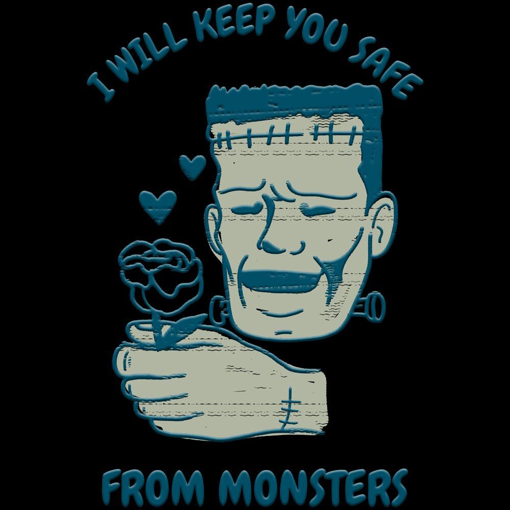 Pure Cotton Bio-Washed T-Shirt Chest Printed-Valentine's Day - I Will Keep You Safe From Monsters Design-by ZingerTees-Unisex-EL9120265 - Image 10