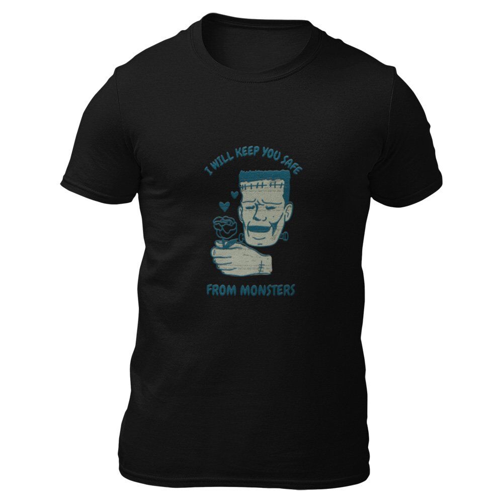 Pure Cotton Bio-Washed T-Shirt Chest Printed-Valentine's Day - I Will Keep You Safe From Monsters Design-by ZingerTees-Unisex-EL9120265 - Image 8