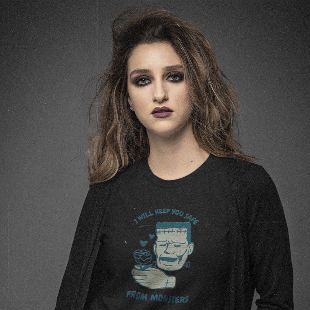 Pure Cotton Bio-Washed T-Shirt Chest Printed-Valentine's Day - I Will Keep You Safe From Monsters Design-by ZingerTees-Unisex-EL9120265 - Image 3