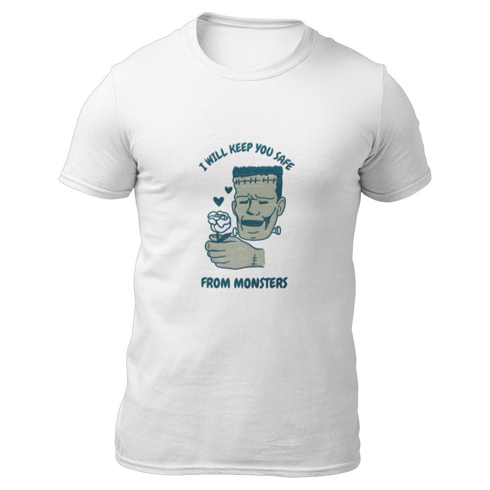 Pure Cotton Bio-Washed T-Shirt Chest Printed-Valentine's Day - I Will Keep You Safe From Monsters Design-by ZingerTees-Unisex-EL9120265 - Image 6