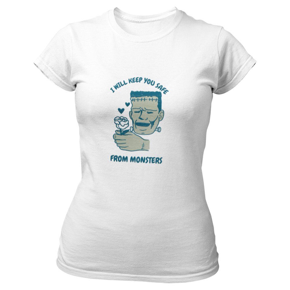 Pure Cotton Bio-Washed T-Shirt Chest Printed-Valentine's Day - I Will Keep You Safe From Monsters Design-by ZingerTees-Unisex-EL9120265 - Image 5