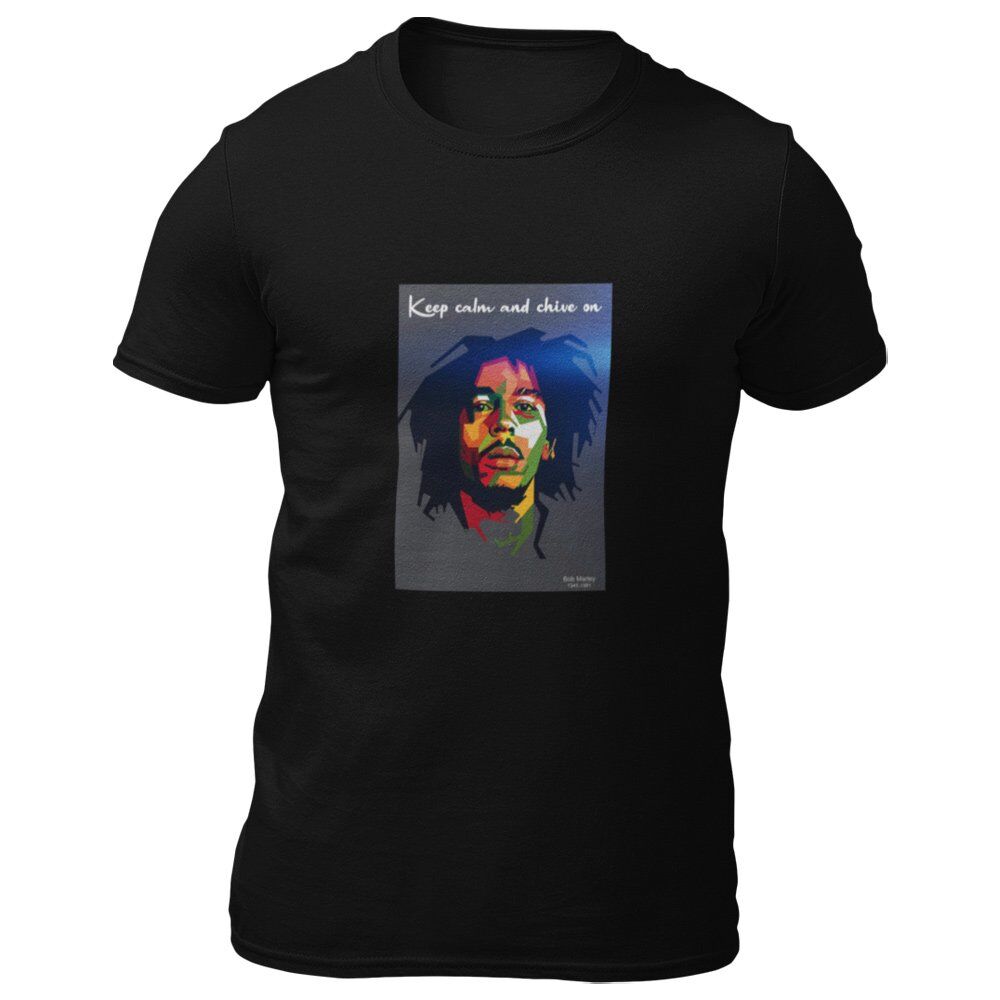 Pure Cotton Bio-Washed T-Shirt Chest Printed-Tribute to Bob Marley-Rock Music Legends-7-by ZingerTees-Unisex-EL9120361 - Image 6