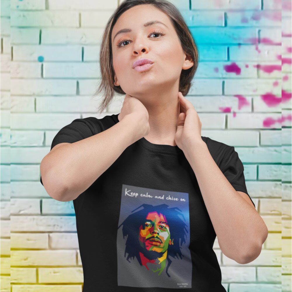Pure Cotton Bio-Washed T-Shirt Chest Printed-Tribute to Bob Marley-Rock Music Legends-7-by ZingerTees-Unisex-EL9120361