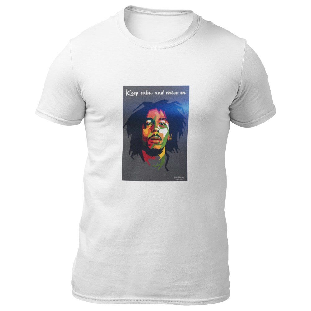Pure Cotton Bio-Washed T-Shirt Chest Printed-Tribute to Bob Marley-Rock Music Legends-7-by ZingerTees-Unisex-EL9120361 - Image 8