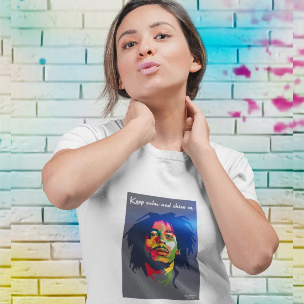Pure Cotton Bio-Washed T-Shirt Chest Printed-Tribute to Bob Marley-Rock Music Legends-7-by ZingerTees-Unisex-EL9120361 - Image 3