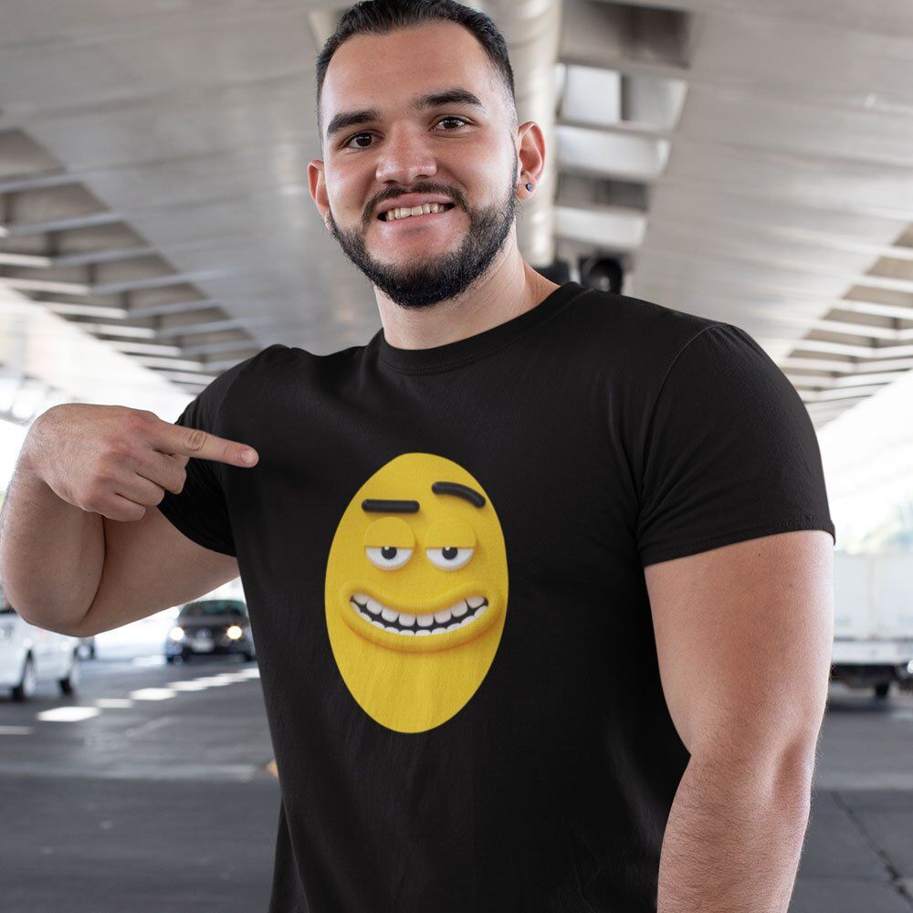 Pure Cotton Bio-Washed T-Shirt Chest Printed-Funny Egg head Emoji Design-8-by ZingerTees-Unisex-EL9120454 - Image 2