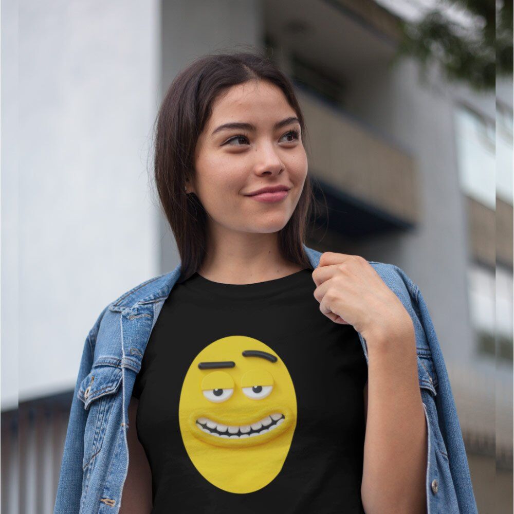 Pure Cotton Bio-Washed T-Shirt Chest Printed-Funny Egg head Emoji Design-8-by ZingerTees-Unisex-EL9120454 - Image 3